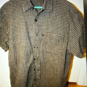 Men Size Large - Black Check Short Sleeve Short Sleeve Shirt by DKNY Jeans